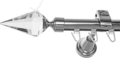 Produktbild von Innenlauf Edelstahl Look Gardinenstange 20mm Wandträger 1-läufig Kristall, Länge wählbar H50 E37 I