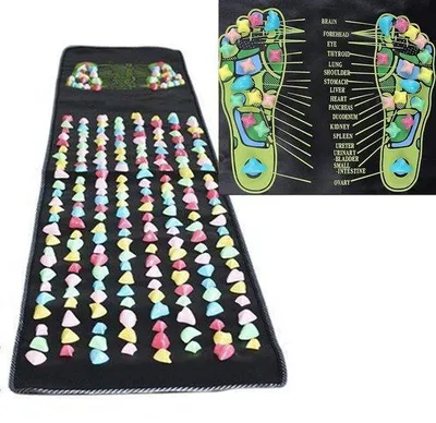 Image de Pierres de bien-être 1,7 m x 0,35 m, massage des pieds, réflexologie, tapis de bien-être