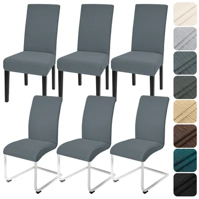 Produktbild von Stuhlhussen 6er Set Stretch für Schwingstühle Universal Esszimmer Dunkelgrau Waschbar Abnehmbar