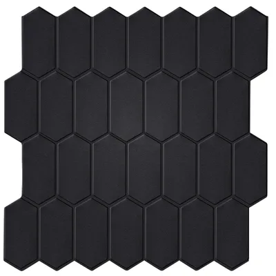 Productafbeelding van Solidchoice - Zwarte Lange Hexagon Peel and Stick Wandtegels 10 Stuks