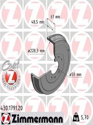 Produktbild von 2x ZIMMERMANN 430.1791.20 Bremstrommel Hinterachse