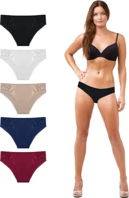 Produktbild von TEXEMP 5er Pack Damen Mini Slip Bio Baumwolle Unterwäsche Unterhose Spitze | B138 - XL - 5 Stück