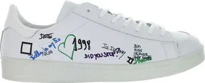 Produktbild von Italienische D.A.T.E. Herren TWIST DOODLE Halbschuhe aus weißem Leder mit Schriftzug 41