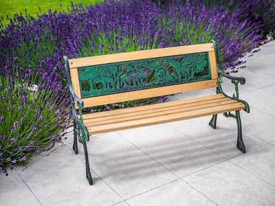 Productafbeelding van Tuinbank MINI JUMANJI, metaal/hout, klein formaat, 82 x 39 x 50 cm