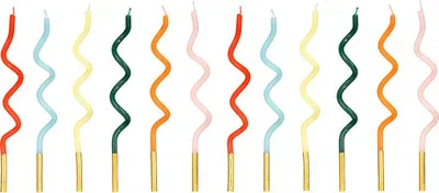 Produktbild von 12 bunt-gedrehte Tortenkerzen 14cm