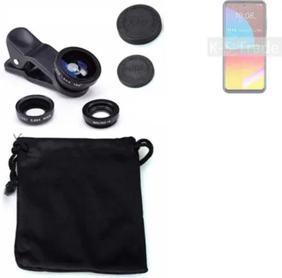 Produktbild von K-S-Trade Smartphone Kamera Linsen Set Kompatibel mit HTC Desire 21 Pro 3in1 Clip-On Kamera Adapter Macro Weitwinkel FishEye Fischauge Objektiv Linse