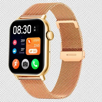 Produktbild von Siltcon Smartwatch Pro Herren und Damen mit Telefonfunktion – 1,85 Zoll AMOLED, 123 Sportmodi und Schrittzähler – 4 Armbänder – Gold