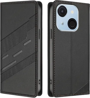 Image de Etui pour itel A50C, étui portefeuille en cuirPolyuréthaneavec fente pour cartes et fonction stand Schwarz