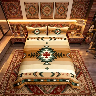 Productafbeelding van Zacht Duvet Cover met Southwest Geometrisch Ontwerp