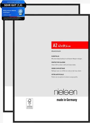 Produktbild von nielsen Bilderrahmen Atlanta (2er Set), A2 42x59,4 cm, Aluminium Schwarz Matt