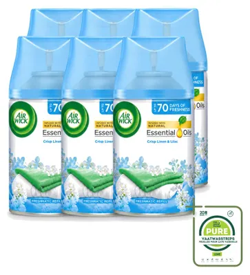 Immagine prodotto di 6 ricariche per diffusore automatico Air Wick Freshmatic - Profumo "Freschezza di bucato e lilla" - 250 ml - Confezione grande - 6 pezzi