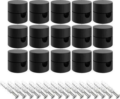 Productafbeelding van 15 stuks plafonddecentralisator voor elektrische kabels, plafondlampen, kroonluchters, ABS-kunststof, zwart, voor textielkabels tot Ø 6