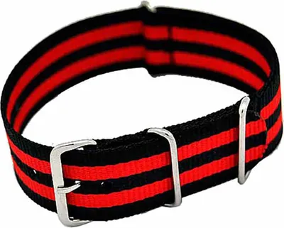Produktbild von Uhrenarmband Durchzugsband Nylon schwarz/rot 22mm NATO STRAP