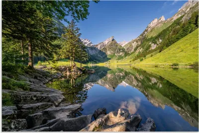 Produktbild von ARTland Wandbild Alu für Innen & Outdoor Seealpsee Schweiz Größe: 120x80 cm