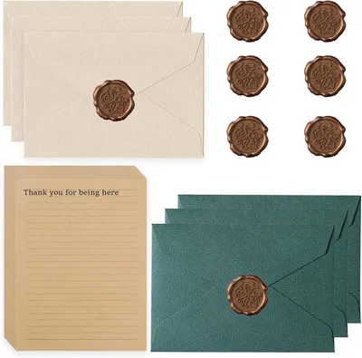 Produktbild von Briefpapier, grün, 22 Stück, Kraftpapier und Umschläge, für Hochzeit
