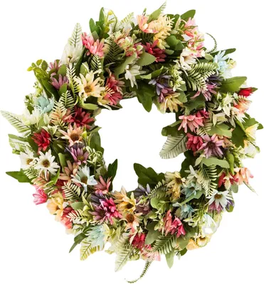 Produktbild von Künstlicher Chrysanthemenkranz – 42 cm (16,5 Zoll), frühlingshaft, für Hochzeiten/Wand-/Türdekoration
