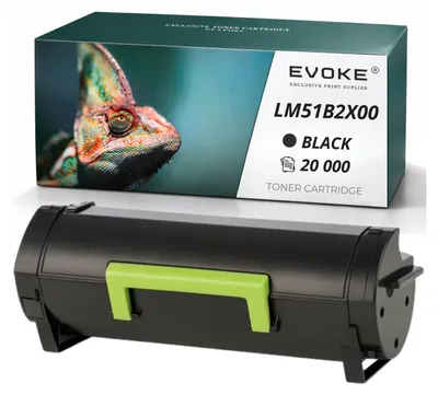 Obrázok produktu pre Evoke tonériová kazeta kompatibilná s tlačiarňou Lexmark 51B2X00 LM51B2X00, čierna, výtlačnosť 20 000 strán, kompatibilná s modelmi MS617dn, MX517de, MX617de a MS517dn