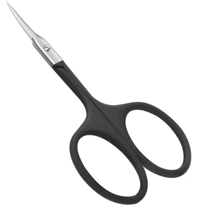 Immagine prodotto di Forbici per cuticole, punta extra fine e curva, impugnatura rotonda, acciaio inossidabile, lama affilata, colore nero