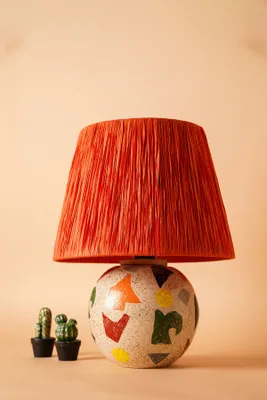 Produktbild von Opviq, Hochwertige Tischlampe, Keramikkörper, Orange, 33 x 43 cm | E27 Fassung, max. 40 W | Modernes, abstraktes Design für stilvolle Wohnräume und Büros.