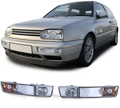 Für VW Golf 3 III 91-97 + Vento Frontblinker Klarglas CHROM LINKS + RECHTS in der Farbe Klarglas von Carparts-Online GmbH