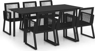 Obrázok produktu pre vidaXL 7-dielny záhradný jedálenský set PVC ratan čierny
