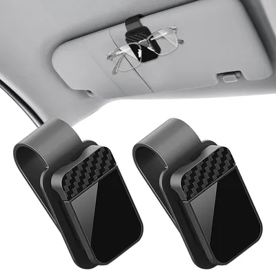 Produktbild von 2 Stück Brillenhalter für die Auto-Sonnenblende, universelle Sonnenbrillenhalterung mit Federöffnungsdesign, Schwarz