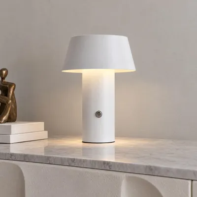 Image de LUSENZ - Lampe de table LED 3W Champignon Dimmable Rechargeable USB-C Blanc IP20