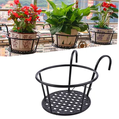 Produktbild von Blumentopf-Aufhänger, Korb, Topfhalter, Balkon-Pflanzgefäße, Geländer, Eisenkunst, Zaun-Pflanzgefäße, hängender Pflanzgefäß-Topfbehälter