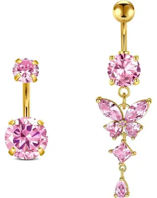 Zdjęcie produktu dla Piercing do pępka, motyl, stal chirurgiczna, 6 mm - 14 mm, srebrny/złoty