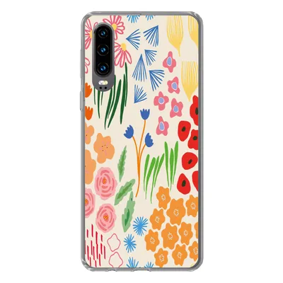 Produktbild von MuchoWow® Handyhülle Schutzhülle Hülle für Huawei P30 Blumen - Muster - Feldblumen Silikon Softcase Handy Hülle - Kartenbesitzer