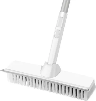 Image de Brosse à sol avec manche, brosse de lavage et raclette 2 en 1, brosse à récurer 9 pouces