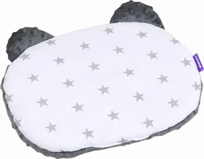 Produktbild von Grey Stars & Grey Minky Kissen Teddybär-Kopf 26x36cm