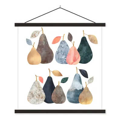 Produktbild von MuchoWow® Textilposter Birne - Pastell - Obst - Design 90x90 cm mit schwarzem Rahmen - Magnetisches