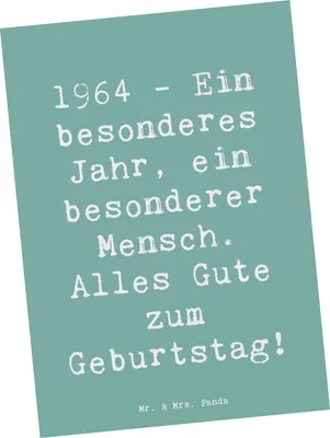 Produktbild von Mr. & Mrs. Panda Postkarte Spruch 1964 Geburtstag - Meeresbrise - Geschenk, Alter, Postkarten, Ansichtskarte, Ereignisse, bildkarte, Glückwunsch, Happy Birthday