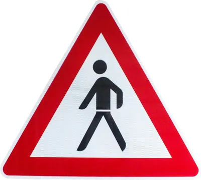 Produktbild von ORIGINAL RA2 Verkehrszeichen 133-10 Fußgänger, Aufstellung rechts SL 900 mm RSA-21 StVO RAL Verkehrsschild Warnschild Straßenschild Baustellenschild