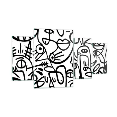 Produktbild von Bilder auf glas - 4 Teile - Zeichnen Cartoon Graffiti - 160x90cm - Glasbilder - Wandbilder - Bilder - zum Aufhängen bereit - Wanddekoration aus Glas - Glas Bilder - Wandbild auf Glas - GDL160x90-4971