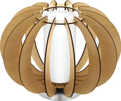 Produktbild von EGLO Tischlampe Stellato 1, Nachttisch Stahl in nickel-matt, Holz, Glas in ahorn, weiss E27 Fassung