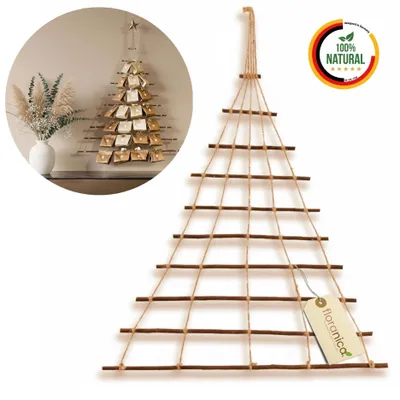 Produktbild von Floranica Holzleiter für Adventskalender 60 x 70 cm Tannenbaum aus Ästen Natürliche Hängedeko festliche Dekoration Weihnachtsschmuck Weihnachtsdeko