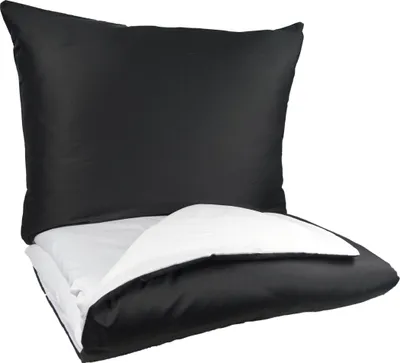 Produktbild von Französische Bettwäsche Satin UNI DUO 200x200, 70x90cm schwarz/weiß