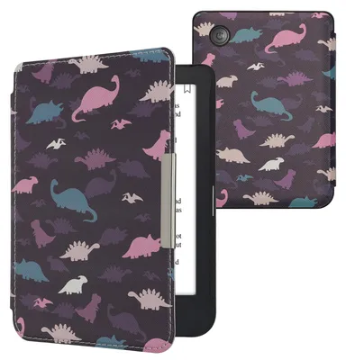 Produktbild von kwmobile Schutzhülle für Kobo Clara 2E / Tolino Shine 4 Hülle - eReader Flip Case mit Auto Sleep Funktion - Galaxie Baum Wiese mit Blau Grau Schwarz