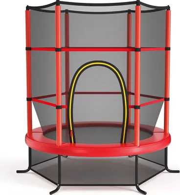 Produktbild von KOMFOTTEU Trampolin für Kinder von 3-6 Jahren, Trampolin mit Sicherheitsnetz, Trampolin für den Außenbereich, Garten, mit Reißverschluss, 135 kg Belastung, 165 x 165 x 161 cm
