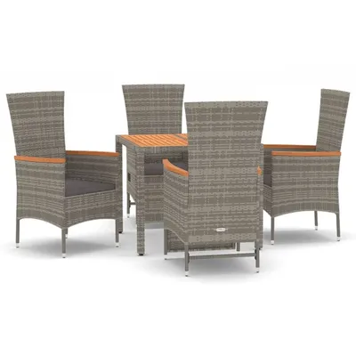 Obrázek produktu pro vidaXL 5dílný zahradní jídelní set s polštáři Grey Poly Rattan
