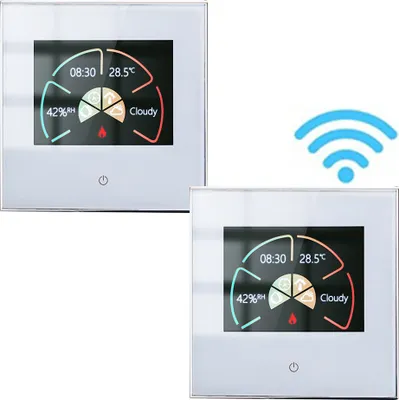 Zdjęcie produktu dla 2X Cyfrowy termostat LCD WiFi, tygodniowy programowalny termostat pokojowy do ogrzewania wody 5A, sterowanie dotykowe / aplikacja mobilna / sterowanie głosowe Ogrzewanie podłogowe kompatybilne z Alexa / Google Home, biały