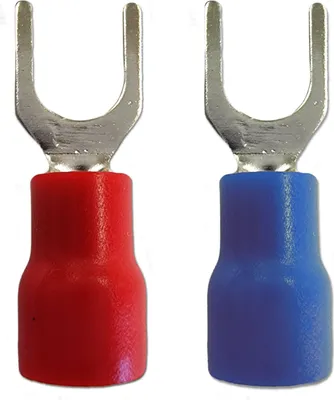 Produktbild von 10x Gabel-Kabelschuh M4 Blau 1.5 - 2.5 mm² Kabelverbinder isoliert Kabelschuhe 10 Stück Schnellverbinder fork cable lug connector
