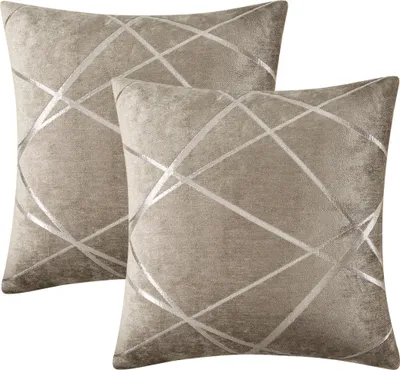 Produktbild von Dekorativer Sofakissenbezug, dicker Sofakissenbezug, quadratisches graues Luxuskissen, 2er-Set – 50 x 50 cm