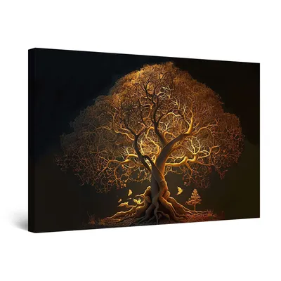 Produktbild von Startonight Canvas Wall Art - Brown Light Tree of Life Rembrandtův obraz - tisk Moderní obraz 60 x 90 cm