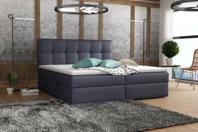 Produktbild von Boxspringbett Schlafzimmerbett ARTURO 180x200cm Kunstleder Soft Anthrazit