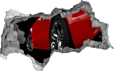 Produktbild von Selbstklebender Loch-3D-Aufkleber 95x73 cm rotes Auto