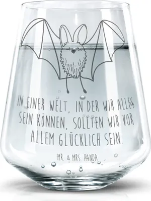 Produktbild von Mr. & Mrs. Panda Glas Fledermaus Flügel - Transparent - Geschenk, Wasserglas, Becherglas, Tumbler, Wasserbecher, Lustige Sprüche, Trinkglas