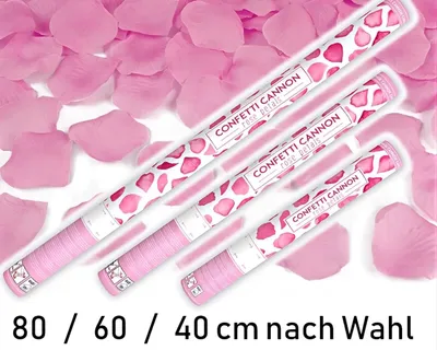 Produktbild von Konfettikanone | 40 / 60 / 80 cm 80 cm Rosenblätter Pink